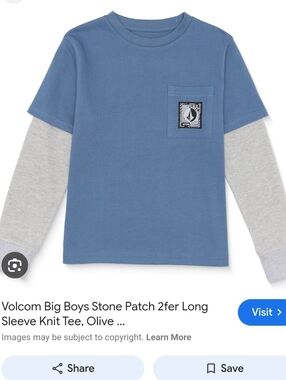 Volcom Blue and Gray Boys Shirt